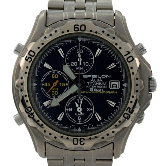 Seiko 40mm Men's Epsilon Alba Titanium Chronograph Alarm Watch - Picture 4 of 7